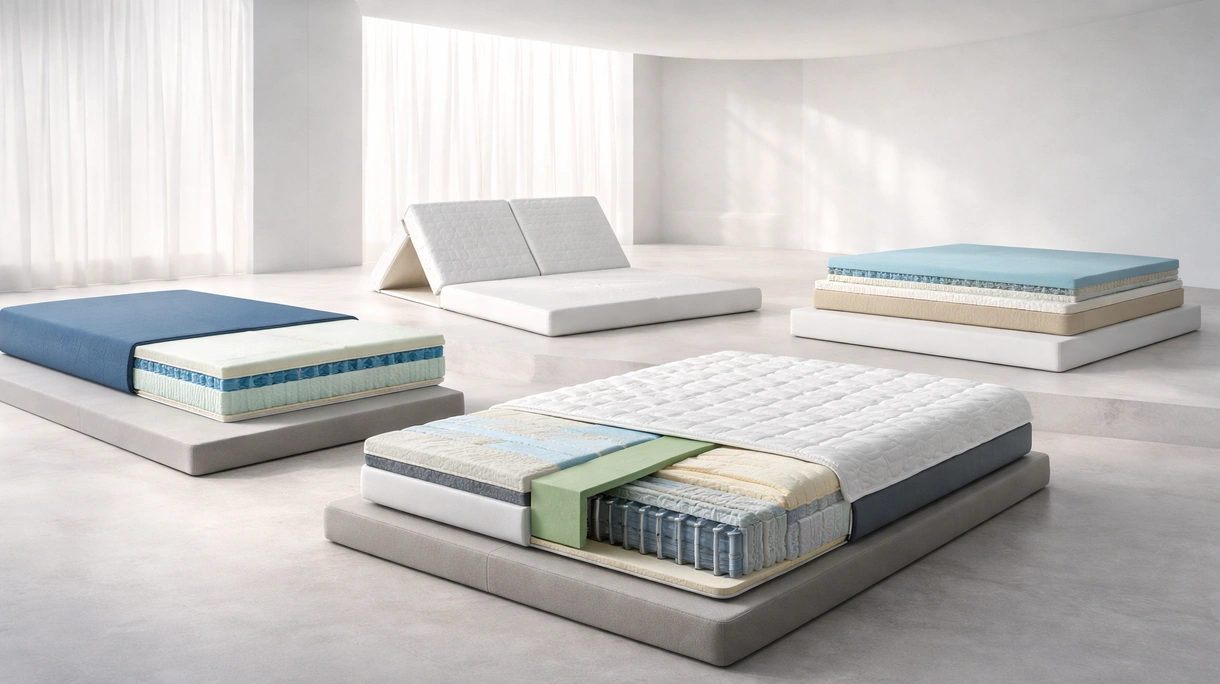 安置在无菌临床病房环境电动病床上的医用泡沫床垫，配备专业医疗设备。