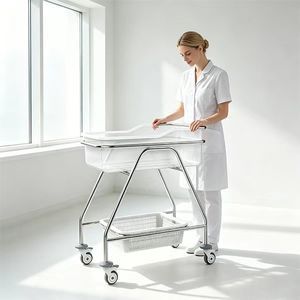 带滑轮医用婴儿床 1