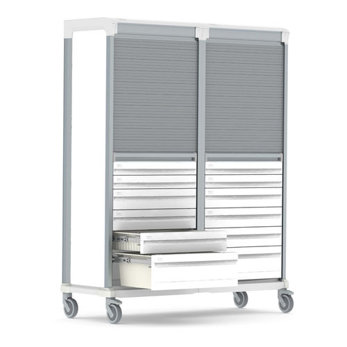 实验室带行李架推车 - Double type E storage cart with integrated drawers - Pegasus Medical Concepts - 医用 / 用于洗衣房 / 多功能