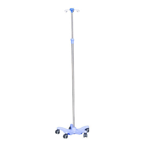 带滑轮输液架 - BIHR002B - BiHealthcare - 4 个钩子 / 伸缩 / 不锈钢