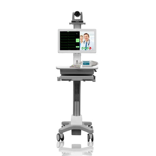 视频会议远程医疗推车 - BriteMED Technology - 心电图 / 可调高度 / 带抽屉