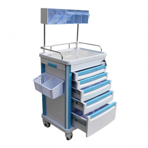 医院用手推车 - MT-75001 - Shandong Mingtai Medical Equipment Group - 麻醉 / 5 屉式 / 搁板