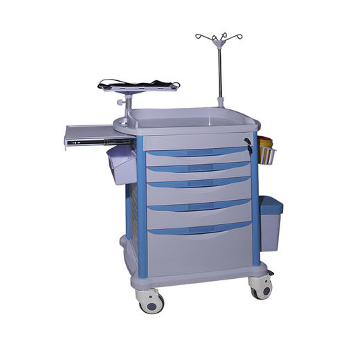 急救手推车 - MK-P04 - Zhangjiagang Medi Medical Equipment - 医用 / 5 屉式 / 带垃圾桶