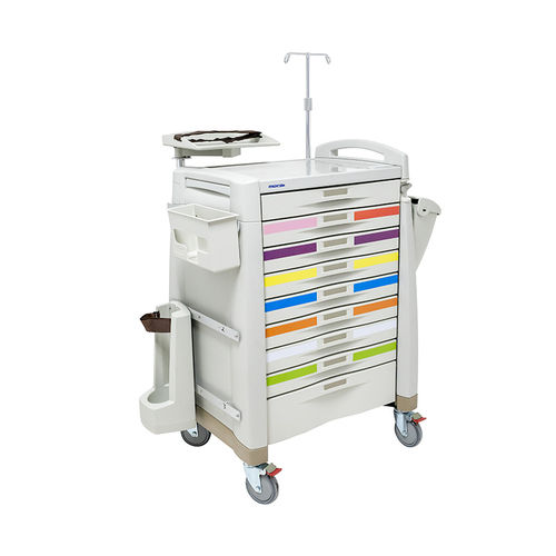 急救手推车 - MK-PK02 - Zhangjiagang Medi Medical Equipment - 用于除颤器 / 氧气瓶架 / 铝制