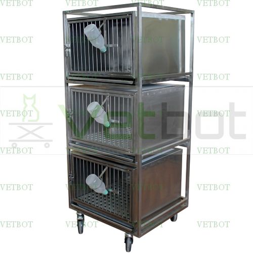 兔类动物笼具 - 80511  - Vetbot - 模块化 / 3格 / 不锈钢