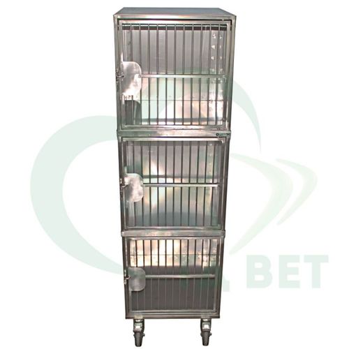 兔类动物笼具 - 80531 - Vetbot - 3格 / 带滑轮 / 不锈钢