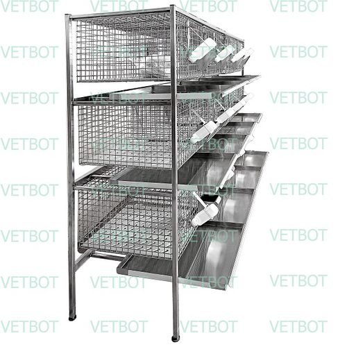 兔类动物笼具 - Cl-1306.4  - Vetbot - 模块化 / 不锈钢 / 带运动轮