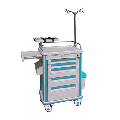 急救推车 - KJW-ET001B - Guangdong Kareway Medical Technology - 5 屉式 / 带输液架 / 带垃圾桶