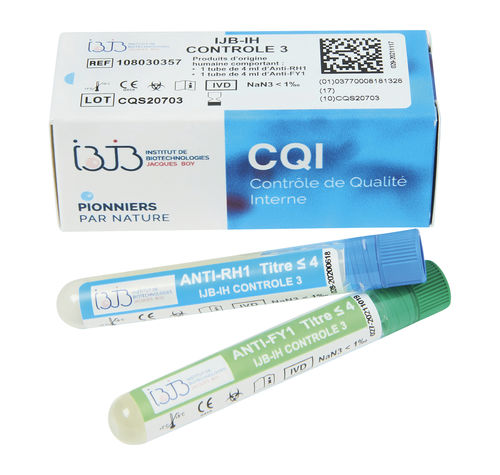 抗体试剂 - IJB-IH CONTROLE 3 - Institut de Biotechnologies Jacques Boy - 质量控制 / 血型 / 血型