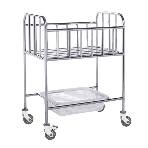 带滑轮医用婴儿床 - SS-HS-A04 - Shandong HESOURCE Medical Equipment - 高度固定 / 带收纳 / 不锈钢