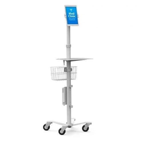 数字平板电脑推车 - Universal Tablet Medical Rolling Kiosk - Rise Freedom Cling - Maclocks / Compulocks - 可调高度 / 安全