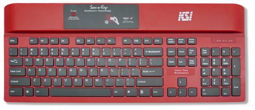 带数字键区医用键盘 - KSI-1700 SX HR-16 RED - Key Source International - 带国际钥匙布局 / 射频技术 / 防感染
