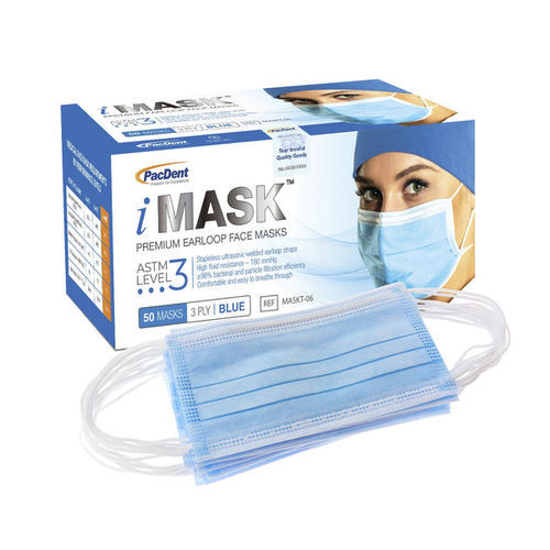 3级手术口罩 - iMask™ - Pac-Dent - 成人 / 50个每盒 / 蓝色