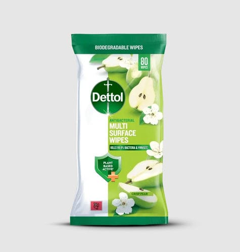地板和表面清洁湿巾 - Crisp Pear - Dettol - 80个