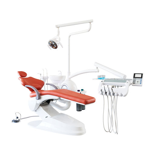 带电动椅牙科治疗设备 - M2  - Foshan Safety Medical Equipment Co., Ltd. - 具有活动头枕 / 带卫生系统 / 带口腔内摄像机