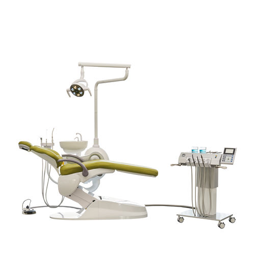 带电动椅牙科治疗设备 - M9  - Foshan Safety Medical Equipment Co., Ltd. - 具有活动头枕 / 带卫生系统 / 带器械架