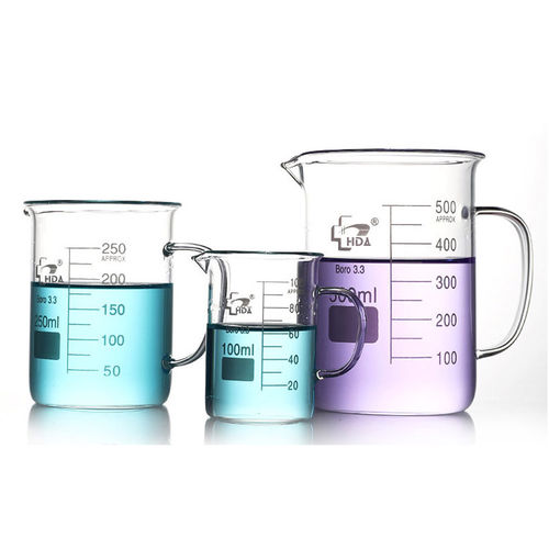 硼硅酸盐玻璃烧杯 - 1101-U - Jiangsu Huida Medical Instruments - 分度 / 带手柄