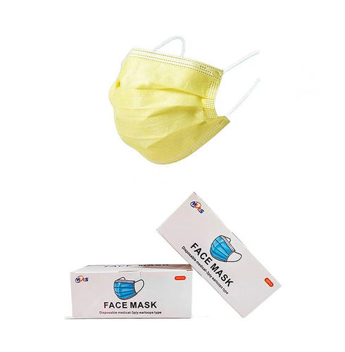 成人手术口罩 - Xiantao Yuanjie Nonwoven Products - 50个每盒 / 黄色 / 三层叠式