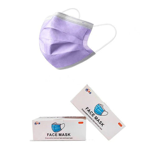 成人手术口罩 - Xiantao Yuanjie Nonwoven Products - 50个每盒 / 紫色 / 三层叠式