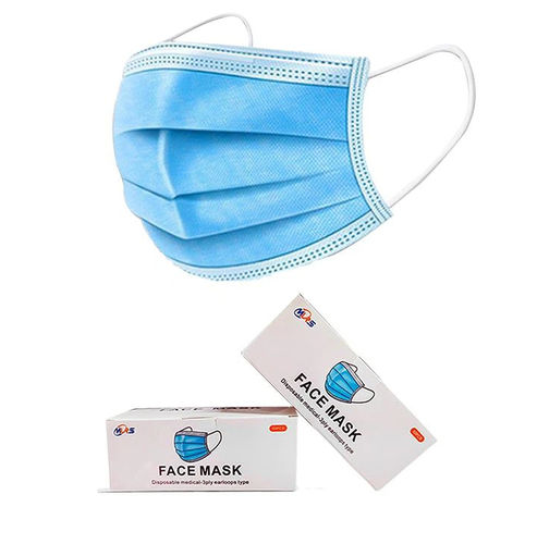 成人手术口罩 - Xiantao Yuanjie Nonwoven Products - 50个每盒 / 蓝色 / 三层叠式