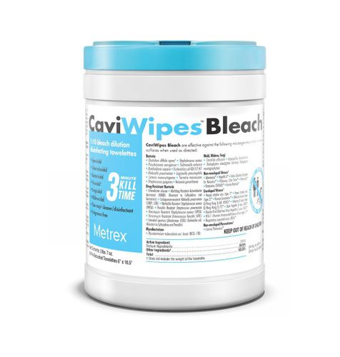 地板和表面清洁湿巾 - CaviWipes™ Bleach - Metrex - 90个装