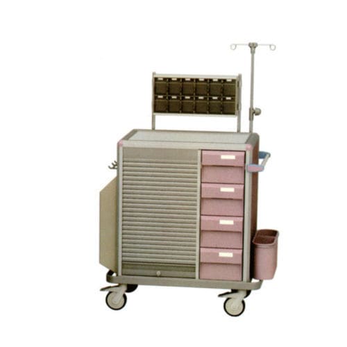医用推车 - B-28 - Tianjin Kangli Medical Instrument - 存储 / 铝制 / 带输液架