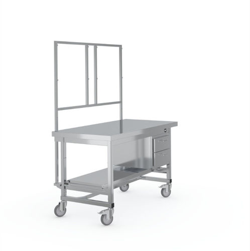 医疗器械包装桌 - 7505963 - Hupfer Metallwerke GmbH & Co. KG - 长方形 / 滑轮 / 带抽屉