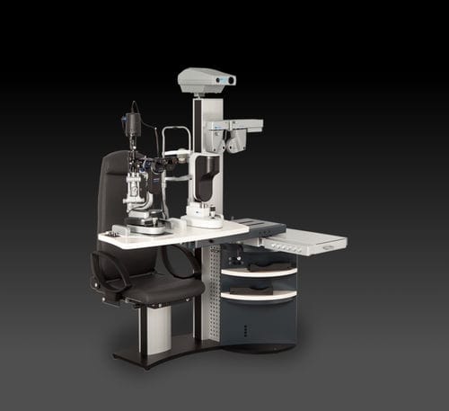眼科工作站 - HS-810 - Haag-Streit Diagnostics - 带椅子 / 带搁板 / 带监护仪