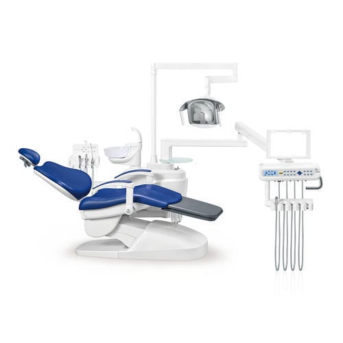 带椅子牙科治疗设备 - AL-398HF - Foshan Anle Medical Apparatus - 具有活动头枕 / 带卫生系统 / 带器械架
