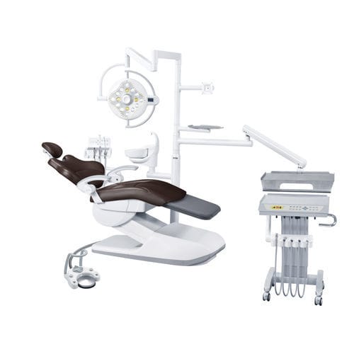 带电动椅牙科治疗设备 - AL-388S1 - Foshan Anle Medical Apparatus - 具有活动头枕 / 带卫生系统 / 带器械架