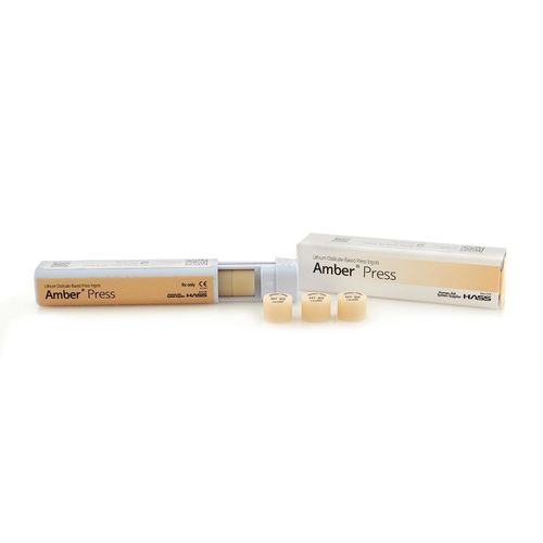 焦硅酸锂牙科材料 - Amber® Press - HASS CORP   - 用于牙嵌 / 用于牙贴面 / 用于牙齿填补物
