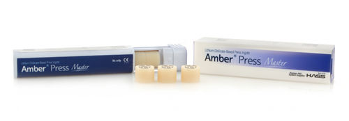 焦硅酸锂牙科材料 - Amber® Press Master - HASS CORP   - 用于牙嵌 / 用于牙贴面 / 用于牙齿填补物