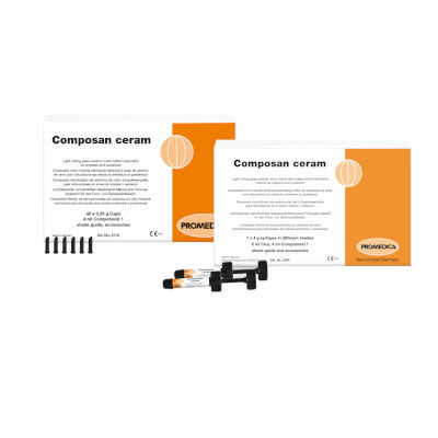 混合复合材料牙科材料 - Composan ceram - Promedica Dental Material GmbH   - 牙齿修复 / 用于臼齿 / 半透明