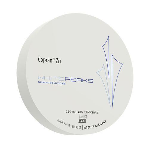 氧化锆牙科材料 - Copran® Zri 98 - Whitepeaks Dental Solutions GmbH - 用于牙桥 / 白色 / 有色