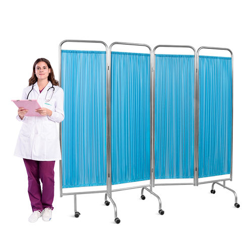 折叠医用屏风 - SKH049 - Jiangsu Saikang Medical Equipment - 带滑轮 / 可伸缩 / 4 板式
