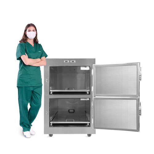 二屉太平间柜 - SKB-7A002 - Jiangsu Saikang Medical Equipment - 用于运尸担架 / 前开式 / 用于短期存放
