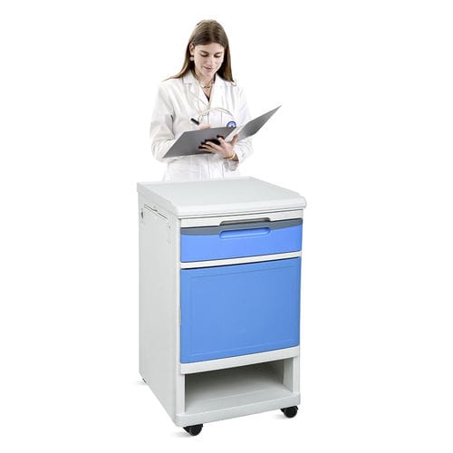 带滑轮床头柜 - SKS039 - Jiangsu Saikang Medical Equipment - 带有床边桌 / 带抽屉