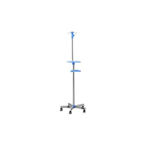 带滑轮输液架 - SKH041(13) - Jiangsu Saikang Medical Equipment - 4 个钩子 / 带注射泵支架 / 不锈钢