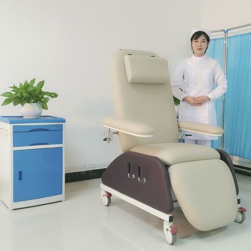 手动采血椅 - PY-YS  - Nanning Passion Medical Equipment - 3分区式 / 带脚托 / 带滑轮