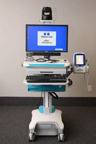 心电图远程医疗推车 - eDoc® - ICUcare - 可调高度 / 带有听诊器