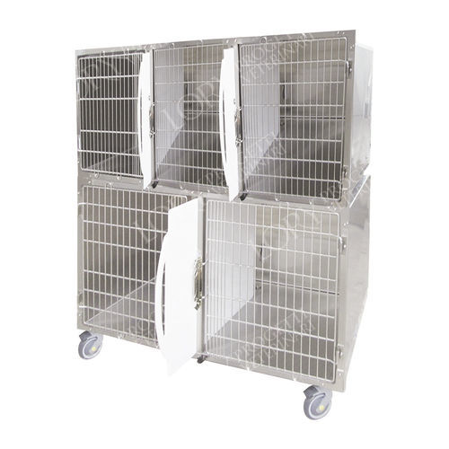 隔离动物笼具 - GA005 - Lory Progetti Veterinari srl - 5格 / 两级 / 带滑轮