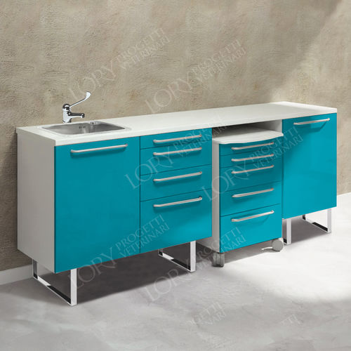 兽医诊所工作台 - COMP004/B - Lory Progetti Veterinari srl - 带抽屉 / 带收纳 / 带水槽