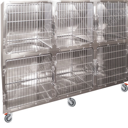 6格动物笼具 - GA013 - Lory Progetti Veterinari srl - 两级 / 带滑轮 / 不锈钢