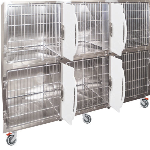 6格动物笼具 - GA014  - Lory Progetti Veterinari srl - 两级 / 带滑轮 / 不锈钢