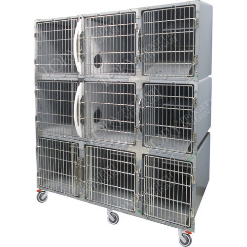 9格动物笼具 - GA020 - Lory Progetti Veterinari srl - 带滑轮 / 不锈钢 / PVC