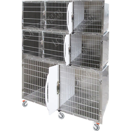 8格动物笼具 - GA022 - Lory Progetti Veterinari srl - 带滑轮 / 不锈钢 / PVC