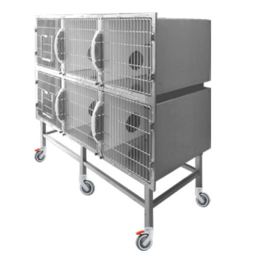 猫动物笼具 - GA033 - Lory Progetti Veterinari srl - 6格 / 两级 / 带滑轮