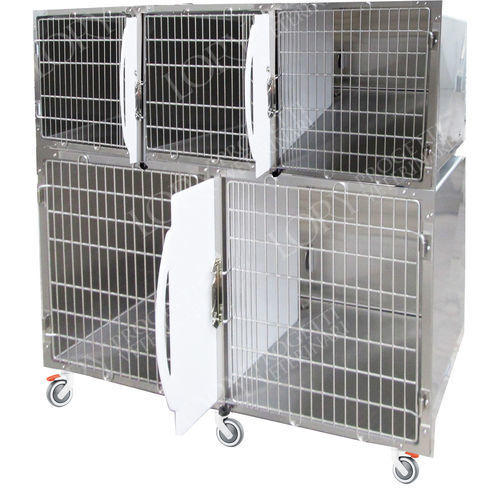 5格动物笼具 - GA012 - Lory Progetti Veterinari srl - 两级 / 带滑轮 / 不锈钢