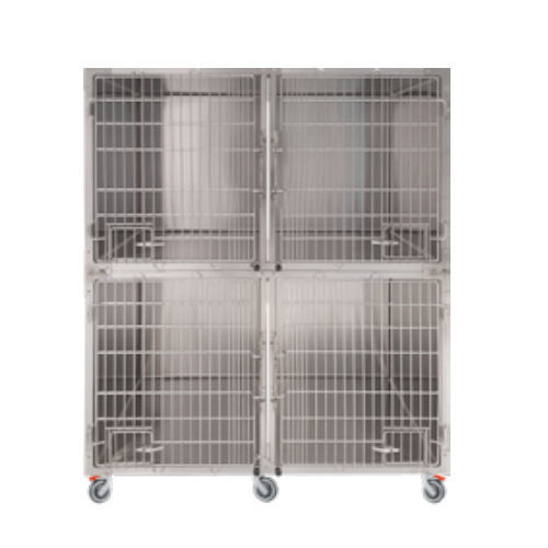 4格动物笼具 - GA016 - Lory Progetti Veterinari srl - 两级 / 带滑轮 / 不锈钢