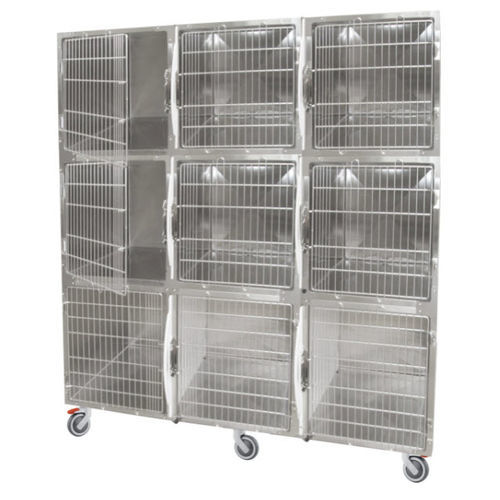9格动物笼具 - GA015 - Lory Progetti Veterinari srl - 带滑轮 / 不锈钢 / PVC